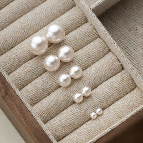 Solitaire Pearl Stud Earrings-SS083