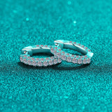 Moissanite Medium Hoop Eaarings, Latch Back Huggie Earring-EM032