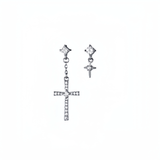 Asymmetry Cross Drop Studs Earrings-ECZ029