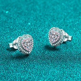 Moissanite Solitaire Heart Shape Stud Earrings, Pink Moissanite Studs Earrings-EM040