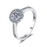 Moissanite 4-Prongs Round Cut Engagement Ring; Crown Diamond Solitaire Ring-RM045