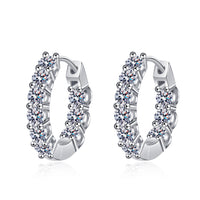 Moissanite Medium Hoop Earings, Latch Back Huggie Earring-EM037