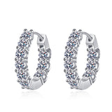 Moissanite Medium Hoop Earings, Latch Back Huggie Earring-EM037