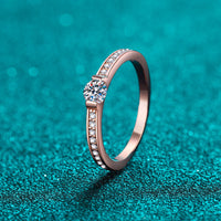 Moissanite Round Cut Rose Gold Small Diamond Rings; Band Ring-RM067