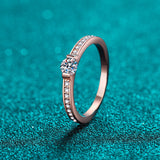 Moissanite Round Cut Rose Gold Small Diamond Rings; Band Ring-RM067