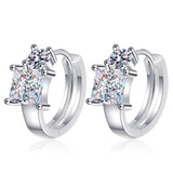 Solitaire Moissanite Princess Cut Square Diamond Huggies Earrings-EM036