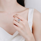 Emerald Cut Brilliant Moissanite Rings; Rectangle Moissanite Wedding Ring - RM059