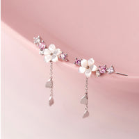 Pink Flower Crawler Earrings -EOS012