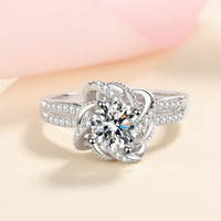 Moissanite Spring Twist Flower Solitaire Engagement Ring- RM061