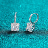 Huggie with Solitaire Moissanite, Solid Silver Earrings; Wedding Jewelry Diamond -EM035