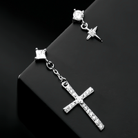 Asymmetry Cross Drop Studs Earrings-ECZ029