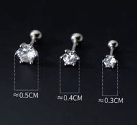 Solitaire CZ 6 Prongs Screw back Studs Earrings -ESB022