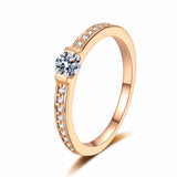 Moissanite Round Cut Rose Gold Small Diamond Rings; Band Ring-RM067