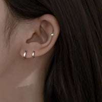 Classic Silver Huggie Earrings-SH046