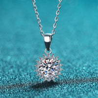 Solitaire Flower Moissanite Silver Necklace-NM003