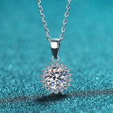 Solitaire Flower Moissanite Silver Necklace-NM003