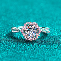 Moissanite Pink Rose Flower Petals Engagement Ring- RM060