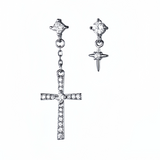 Asymmetry Cross Drop Studs Earrings-ECZ029