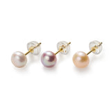 Bright Bead Ball Solitaire Orange Purple White Pearl Studs Earrings-SS085