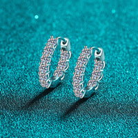 Moissanite Medium Hoop Earings, Latch Back Huggie Earring-EM037