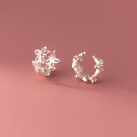 Silver Flower Cuff/Solid Silver Cuff/Ear Climber Cuff Earrings-SS063