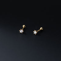 Solitaire CZ 6 Prongs Screw back Studs Earrings -ESB022