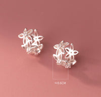 Silver Flower Cuff/Solid Silver Cuff/Ear Climber Cuff Earrings-SS063