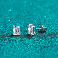 Wedding Earrings Rectangle Moissanite Diamonds Stud Earrings-EM042