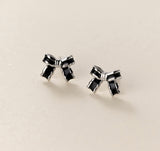 Cute Black Bow Studs Earrings - SS070