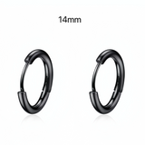 Black Solid 925 Silver Small Medium Hoops Earrings-SH020