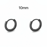 Black Solid 925 Silver Small Medium Hoops Earrings-SH020