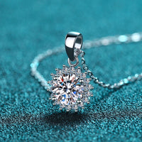 Solitaire Flower Moissanite Silver Necklace-NM003