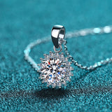 Solitaire Flower Moissanite Silver Necklace-NM003