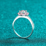 Moissanite Pink Rose Flower Petals Engagement Ring- RM060