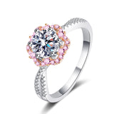 Moissanite Pink Rose Flower Petals Engagement Ring- RM060