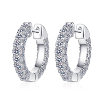 Moissanite Medium Hoop Eaarings, Latch Back Huggie Earring-EM032