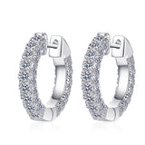 Moissanite Medium Hoop Eaarings, Latch Back Huggie Earring-EM032