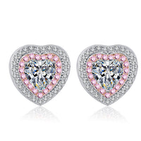 Moissanite Solitaire Heart Shape Stud Earrings, Pink Moissanite Studs Earrings-EM040