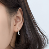 Asymmetry Star and Moon Crescent Drop Huggies Earrings-SH049