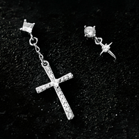 Asymmetry Cross Drop Studs Earrings-ECZ029