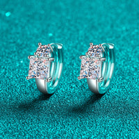 Solitaire Moissanite Princess Cut Square Diamond Huggies Earrings-EM036