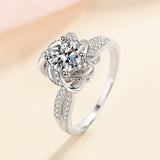 Moissanite Spring Twist Flower Solitaire Engagement Ring- RM061