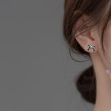 Cute Black Bow Studs Earrings - SS070