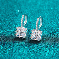 Huggie with Solitaire Moissanite, Solid Silver Earrings; Wedding Jewelry Diamond -EM035