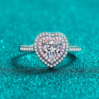 Moissanite Pink Rose Heart Engagement Ring- RM069