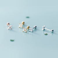 Small 4 Petals Flower Screw Backs Studs Earrings - ESB019