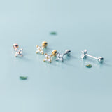 Small 4 Petals Flower Screw Backs Studs Earrings - ESB019