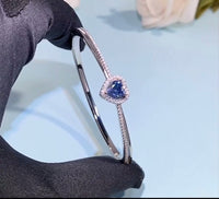 Moissanite Diamond Bracelet; Blue Sapphire Moissanite Bracelet-BM010