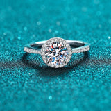 Moissanite 4-Prongs Round Cut Engagement Ring; Crown Diamond Solitaire Ring-RM045