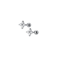 Small 4 Petals Flower Screw Backs Studs Earrings - ESB019